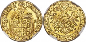 Salzburg. Johann Jakob Khuen von Belasi gold 2 Ducats 1582 AU58 NGC, Fr-636. 6.85gm. A lesser seen and indisputably difficult type to attain, especial...