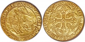 Flanders. Louis II de Mâle (1346-1384) gold Franc à cheval (Gouden Rijder) ND (1361-1364) MS63 NGC,  Ghent mint, Fr-156, Delm-458. LVDOVC´ : DEI | GRA...