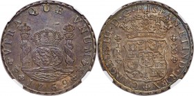 Charles III 8 Reales 1769 PTS-JR AU58 NGC, Potosi mint, KM50. "Round 9 over Fancy 9" variety. Attractively toned to a near-matte finish with exception...