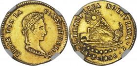 Republic gold Scudo 1856 PTS-FJ AU58 NGC, Potosi mint, KM114. Boldly struck and retaining a charming degree of original luster. 

HID09801242017