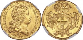 João V gold 3200 Reis 1727-R MS60 NGC, Rio de Janeiro mint, KM131, LMB-186. An extreme rarity of the Brazilian numismatic series, hardly ever offered ...