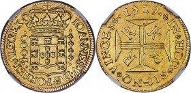 João V gold 4000 Reis 1719-R AU55 NGC, Rio de Janeiro mint, KM102, LMB-171, Gomes-101.19. A decidedly scarce offering displaying shimmering golden lus...
