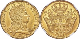 João V gold 12800 Reis 1731-M AU58 NGC, Minas Gerais mint, KM139, LMB-287a. An awe-inspiring example of the type displaying sweeping golden luster at ...