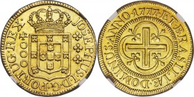 Jose I gold 4000 Reis 1777-(L) MS62 NGC, Lisbon mint, KM171.4, LMB-337. A high quality offering with delicate satiny luster. Tied for second-finest ce...
