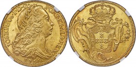 Jose I gold 6400 Reis 1756-R MS65 NGC, Rio de Janeiro mint, KM172.2, LMB-424, Gomes-54.07. An unusually satiny specimen that shows only the most minor...