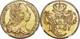 Jose I gold 6400 Reis 1762/1-R MS62+ NGC, Rio de Janeiro mint, KM172.2, LMB-430, Gomes-55.14. A stunning, Mint State example with a thick layer of ori...