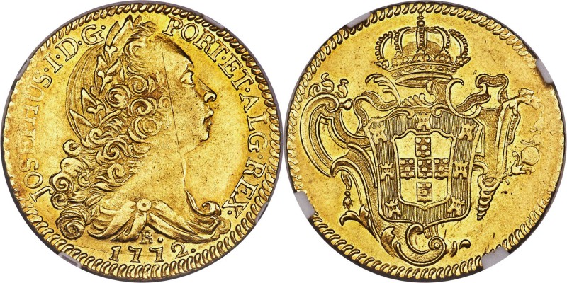 Jose I gold 6400 Reis 1772-R AU55 NGC, Rio de Janeiro mint, KM172.2, LMB-440, Go...