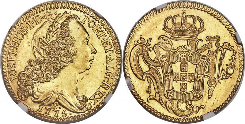 Jose I gold 6400 Reis 1775-R MS62 NGC, Rio de Janeiro mint, KM172.2, LMB-443, Go...