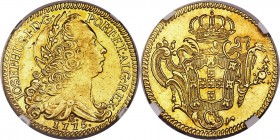 Jose I gold 6400 Reis 1775-R AU58 NGC, Rio de Janeiro mint, KM172.2, LMB-443, Gomes-55.29. The present offering exhibits an engaging amber tone, with ...