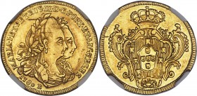 Maria I & Pedro III gold 1600 Reis 1780-B AU55 NGC, Bahia mint, KM211, LMB-471. A very scarce key date for the series. Mint State offerings of the typ...