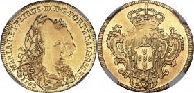 Maria I & Pedro III gold 3200 Reis 1783-B VF Details (Cleaned) NGC, Bahia mint, KM150, LMB-478. 'B' to far right after date beneath jugate busts. An e...