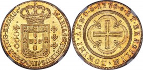 Maria I & Pedro III gold 4000 Reis 1778-(L) AU53 NGC, Lisbon mint, KM210, LMB-454. Sharp and lustrous for the assigned grade, splashes of rich orange ...
