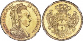 Maria I gold 6400 Reis 1786-R AU58 NGC, Rio de Janeiro mint, KM218.1, LMB-523, Gomes-29.01. First year of issue for the type. A near-Mint offering of ...