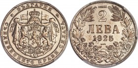 Boris III Specimen Essai 2 Leva 1925-(p) SP64 PCGS, KM-E9. An Essai striking of a type of which fewer than 5 examples are thought to exist. Exceedingl...