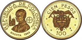 Republic 5-Piece Lot of gold Proof "International Eucharist Congress" Peso Issues 1968, 1) 100 Pesos, KM231, 0.1244 oz. 2) 200 Pesos, KM232, 0.2488 oz...