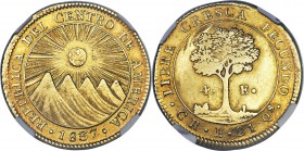 Central American Republic gold 4 Escudos 1837 CR-E AU50 NGC, San Jose mint, KM16, Fr-2. A noteworthy representative from this popular republic, typica...