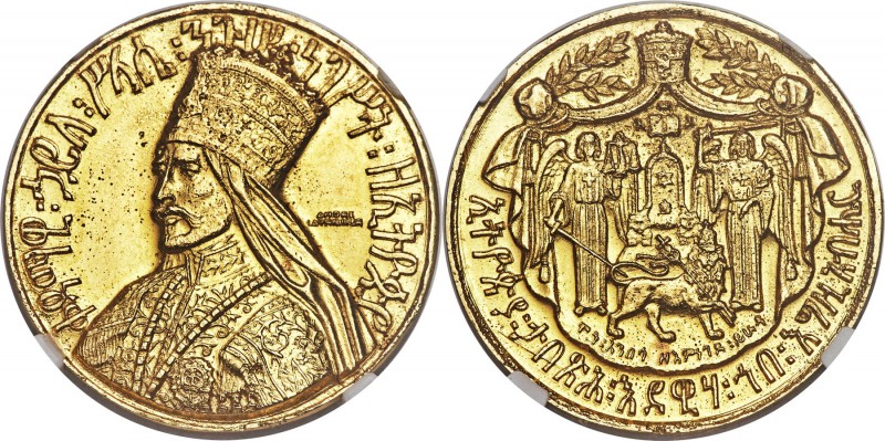 Haile Selassie I gold Coronation Medal EE 1923 (1930) MS63 NGC, Addis Ababa mint...