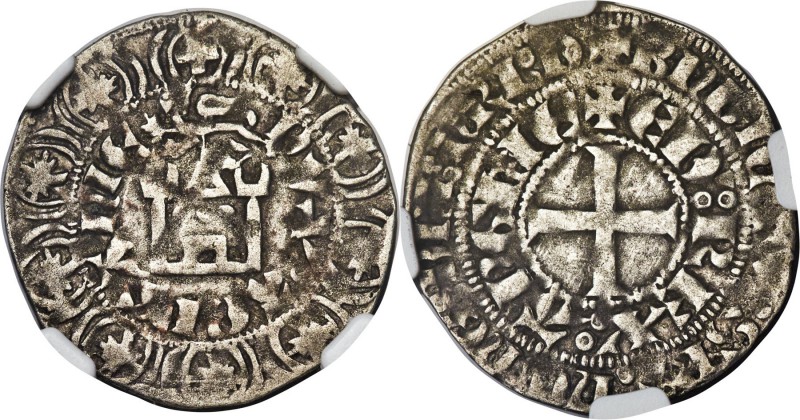 Aquitaine. Edward III (1325-1377) Gros Aquitanique au Lion au-Dessus ND VF25 NGC...