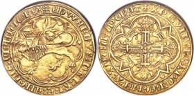 Aquitaine. Edward III (1325-1377) gold Leopard d'Or ND AU55 NGC, Bordeaux mint, Elias-39a, W&F-44 6/b. 28mm. 3.59gm. +ЄDVVARDVS: DЄI: GRA: ANGLIЄ: FRA...