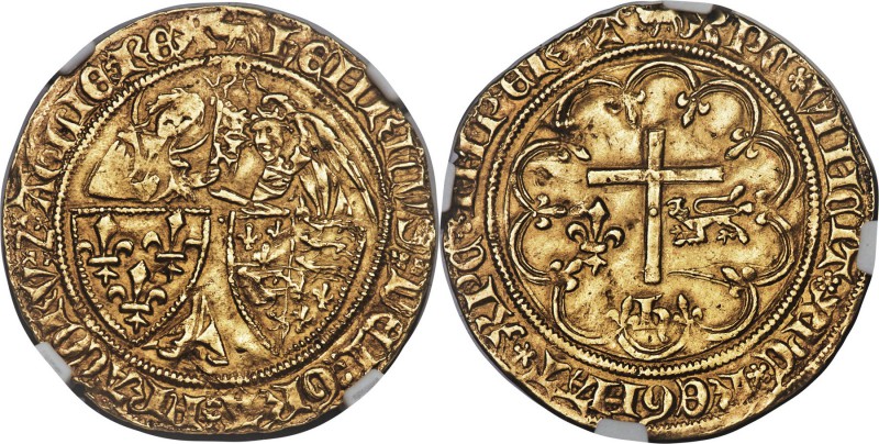 Anglo-Gallic. Henry VI (1422-1461) gold Salut d'Or ND AU Details (Reverse Scratc...