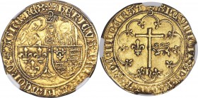 Anglo-Gallic. Henry VI (1422-1461) gold Salut d'Or ND AU55 NGC, Paris mint, Crown mm, Fr-301, Elias-264e (R), W&F-385F 2/dvar (R2; mark of contraction...