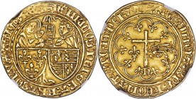 Anglo-Gallic. Henry VI (1422-1461) gold Salut d'Or ND (1433-1444) AU58 NGC, Rouen mint, Lion mm, Fr-301, Elias-270a (R), W&F-386D 1/a (R4). 26mm. 3.45...