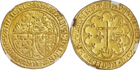 Anglo-Gallic. Henry VI (1422-1461) gold Salut d'Or ND MS62 NGC, Rouen mint, Lion mm, Fr-301, Elias-Unl. (cf. 270c), W&F-Unl. (cf. 386F 1/b). 26mm. 3.5...