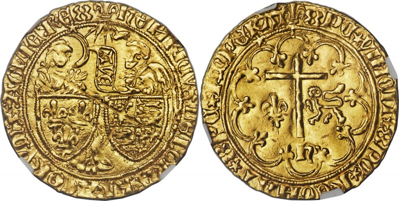 Anglo-Gallic. Henry VI (1422-1461) gold Salut d'Or ND AU Details (Cleaned) NGC, ...