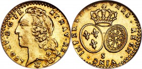 Louis XV gold 1/2 Louis d'Or 1768-S MS62 NGC, Reims mint, KM517.7, Fr-465, Gad-330. Pleasing for the grade, a lustrous golden offering with rich amber...