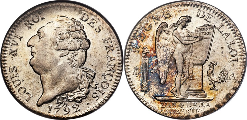 Louis XVI Ecu 1792-A MS64 NGC, Paris mint, KM615.1, Dav-1335. A frosty portrait ...