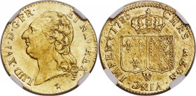 Louis XVI gold Louis d'Or 1785-W MS64 NGC, Lille mint, KM591.15, Fr-475, Gad-361. Significantly better than what is commonly seen for this desirable g...