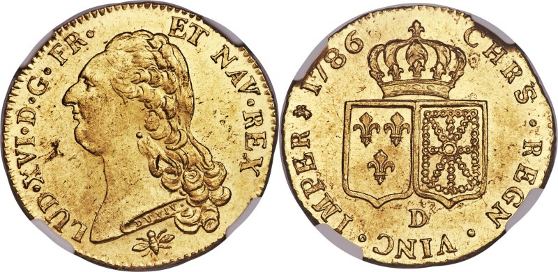 Louis XVI gold 2 Louis d'Or 1786-D MS64 NGC, Lyon mint, KM592.5, Gad-363. Lemon-...