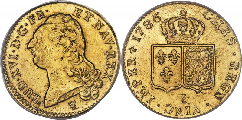 Louis XVI gold 2 Louis d'Or 1786-I MS62 PCGS, Limoges mint, KM592.7. This charmi...