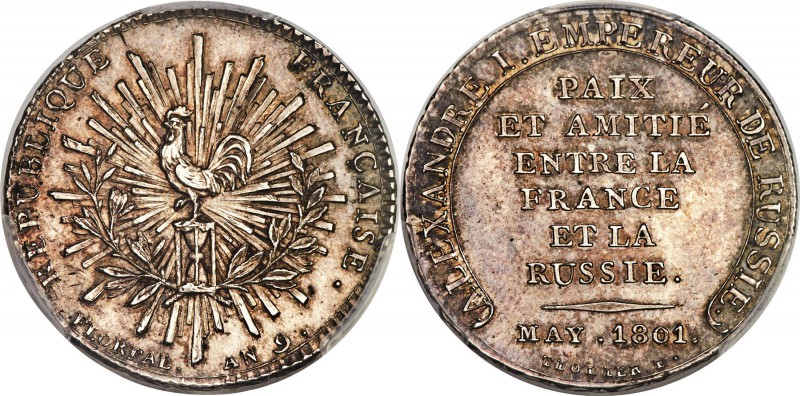 Napoleon silver Specimen Essai "Friendship" Medallic 2 Francs L'An IX (1801) SP6...