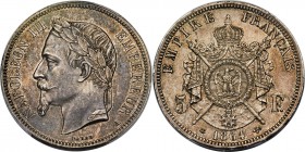 Napoleon III 5 Francs 1864-A MS64 PCGS, Paris mint, KM799.1, Gad-739. This offering is the very first of its date which we have presented, a testament...