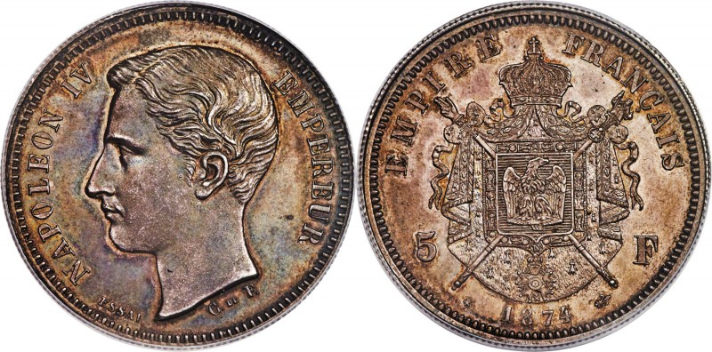 Napoleon IV Pretender silver Specimen Essai 5 Francs 1874 SP64 PCGS, KMX-E44.2, ...