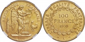 Republic gold 100 Francs 1900-A MS61 NGC, Paris mint, KM832. A gleaming example of this popular type. AGW 0.9334 oz.

HID09801242017
