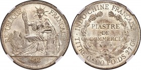 French Colony Piastre 1913-A MS64+ NGC, Paris mint, KM5a.1, Lec-294. A finely struck example showing a degree of preservation that could easily have p...
