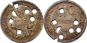 French Colony silver Pattern Piastre 1931 XF Details (Damage) PCGS, KM-Unl., Lec-306.18 (this coin). This "multiple error example" indicates that thin...