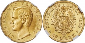Bavaria. Otto gold 10 Mark 1888-D MS67 NGC, Munich mint, KM910. A beautiful gem example of this one-year type, with mesmerizing luster. Currently the ...