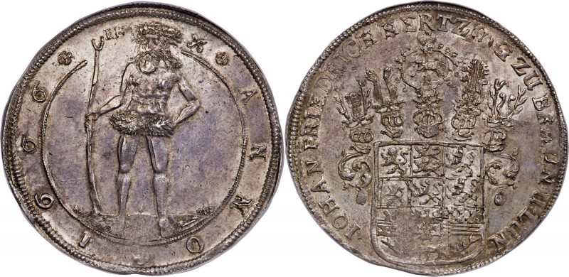 Brunswick-Lüneburg-Calenberg. Johann Friedrich Taler 1666-HS MS61 NGC, KM89, Dav...