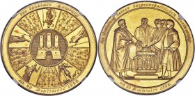 Hamburg. Free City gold Bankportugösöser of 10 Ducats 1828 UNC Details (Mount Removed) NGC, Gaed-2043. Struck to commemorate the 300th anniversary of ...
