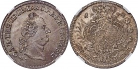 Julich-Berg. Karl Theodor Taler 1774-PM MS63 NGC, Düsseldorf mint, Dav-2370A. Presently the only certified example of the type at either grading servi...
