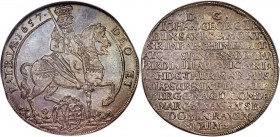 Saxony. Johann Georg II Taler 1657-acorn MS63 NGC, Dresden mint, KM481, Dav-7630. A wonderful deep cabinet tone and superb surfaces. Commemorates the ...