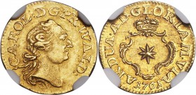 Waldeck. Karl August Friedrich gold 1/4 Ducat 1761 MS61 NGC, KM237, Fr-3496. Struck from a somewhat worn die, which should not be confused for post-st...
