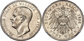 Waldeck-Pyrmont. Friedrich 5 Mark 1903-A XF45 NGC, Berlin mint, KM192. Mintage: 2,0000. A strong example of this one-year issue, produced in a small q...