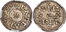 Kings of All England. Eadgar (959-975) Penny ND AU55 NGC, Ive as moneyer, Two-Line type (HT NE V), S-1129, N-741. +EADG.A.R REX, small cross pattée wi...
