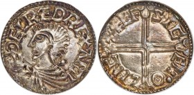 Kings of All England. Aethelred II (978-1016) Penny ND (c. 997-1003) MS63 NGC, Lincoln mint, Aelfsige as moneyer, Long Cross type, S-1151, N-774. +ÆÐE...