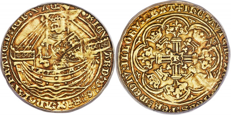 Richard II (1377-1399) gold Noble ND VF35 PCGS, London mint, Cross pattée mm, S-...