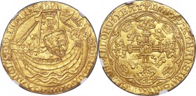 Henry VI (First Reign, 1422-1461) gold Noble ND (1422-1430) MS64 NGC, London mint, Lis mm, Annulet issue, S-1799, N-1414. Crowned king with sword and ...